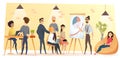 People Working in Coworking Office Cartoon Vector