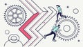 People Working with Gears and Cogs Art, vector design Generative AI Royalty Free Stock Photo