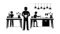 People Working Kitchen Cooking Teamwork Culinary Activity Vector, vector design Generative AI Royalty Free Stock Photo