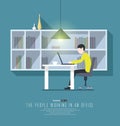 People working in the office, flat style illustration. Royalty Free Stock Photo