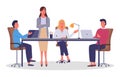 People working in office sitting at table, solving problems, colllective working at business project Royalty Free Stock Photo