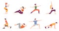 People working out, physical exercises characters