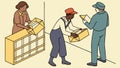 People Working in a Post Office Sorting Mail and Packages. vector design Generative AI Royalty Free Stock Photo