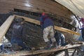 People working on the renovation of a ship Royalty Free Stock Photo