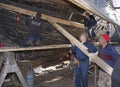 People working on the renovation of a ship Royalty Free Stock Photo