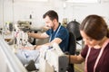 People working in a textile factory Royalty Free Stock Photo