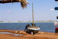 People are working on their boat in summer Royalty Free Stock Photo