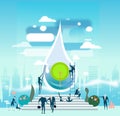 People working together on clean water saving, environmental and ecology concept Royalty Free Stock Photo