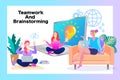 People working together in the company, brainstorming. teamwork concept. online assistant at work. vector illustration.