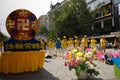 Peoples exercising on the occasion of World Falun Dafa Day Royalty Free Stock Photo