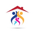 Peoples family together Tree And Home Shape care Logo Design. Business, health.