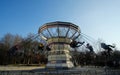 Peoples having fun with Carousel Amusement Park Ride at the Luna (MENEGHINO) Park in Milan - ITA -2023 March