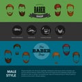 Peoples heirsyle icon, collection of beards and mustaches forbarber shop. Mans trendy haircut types for burber shop