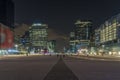 Peoples at La Defense Business District Center at Night With High Towers Royalty Free Stock Photo