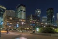 Peoples in the Night Going Home at La Defense Business District Buildings and Towers Royalty Free Stock Photo