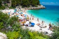 Peoples on Saliara (Marble) Beach on Thassos Island Greece