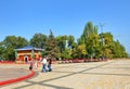 Peoples walking near Lenin Square on September 30, 2012 in Kerch, Ukraine