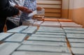 Voting choose their ballot in a Polling station during the referendum day in Mallorca wide