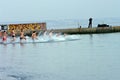 Peopls swimming in ice cold water Black Sea during Epiphany (Holy Baptism) in the Orthodox tradition