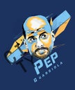 Digital art of Pep Guardiola - Spanish football coach.