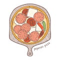 Peperoni Pizza, sketching illustration