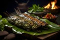 Pepes Ikan, fish seasoned with aromatic herbs, wrapped in banana leaves, and steam-cooked