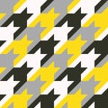 Pepita geometric seamless. Classic motif in yellow, gray, black and white