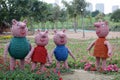 Peppa pig sculpture made with straw, adobe rgb