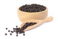 Black pepper seeds or peppercorns  dried seeds of piper nigrum, piperine Royalty Free Stock Photo