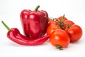 Pepper chili, bell peppe, onion and cherry tomato isolated