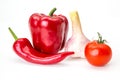 Pepper chili, bell peppe, onion and cherry tomato isolated