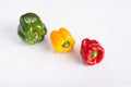 3 pepper colour yellow, red, green on withe background