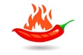 Pepper on fire. Flat vector illustration for spicy food design.