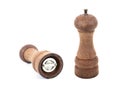 Pepper grinder isolated on white. Two old wooden pepper grinder isolated Royalty Free Stock Photo