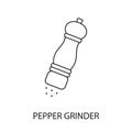 Pepper grinder line vector icon for marks on food packaging