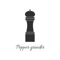 Pepper grinder, salt spice shaker, black pepper mill vector simple flat icon. Seasoning hand grinder. Restaurant kitchen tool.