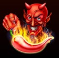 Flaming Hot Pepper and Pointing Devil