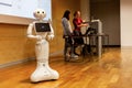 Pepper - the japanese semi humanoid robot assistant closeup on face / head, portrait . Artificial intelligence, modern robotics