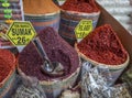 Pepper and other spices at Egyptian Bazaar, Istanbul, Turkey Royalty Free Stock Photo