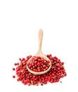 Pepper red peppercorns in wooden spoon. Royalty Free Stock Photo