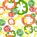 6068 Pepper rings red, green, yellow colors watercolor seamless pattern Royalty Free Stock Photo