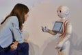 Pepper robot interact with bank customers