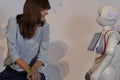 Pepper robot interact with bank customers