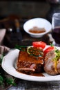 Pepper sauce steak.selective focus Royalty Free Stock Photo