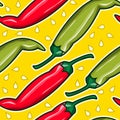 Pepper seamless pattern.Vector color background