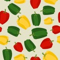 Pepper seamless pattern. Vegetable background ripe sweet