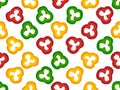 Pepper slices seamless pattern. Bell pepper rings on a white background. Design with bell pepper in flat style for fabric printing Royalty Free Stock Photo