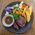 pepper steak beef with side dishes top view Royalty Free Stock Photo