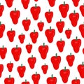 Pepper vegetables seamless pattern on white background, Red sweet peppers ingredients food Royalty Free Stock Photo