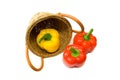 Pepper and wattled basket isolated on a white Royalty Free Stock Photo
